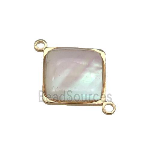 Pearlized Shell square connector , gold plated