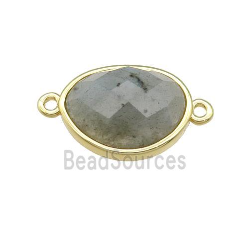 Labradorite teardrop connector, gold plated