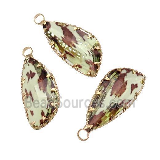 lt.yellow Crystal Glass teardrop pendant, gold plated