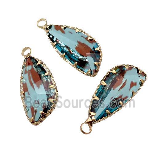 blue Crystal Glass teardrop pendant, gold plated