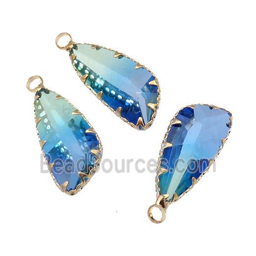 blue Crystal Glass teardrop pendant, gold plated