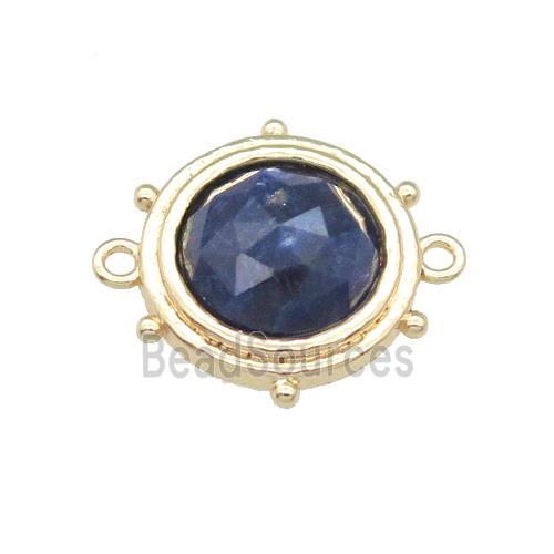 blue Jade circle connector, gold plated