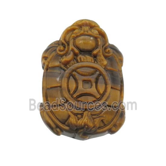 Tiger Eye Stone tortoise charm pendant