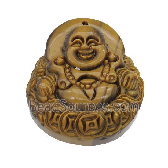 Tiger Eye Stone Buddha Pendant