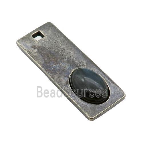 copper rectangle pendant with Labradorite, antique bronze