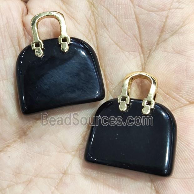 black Obsidian charm bag pendant