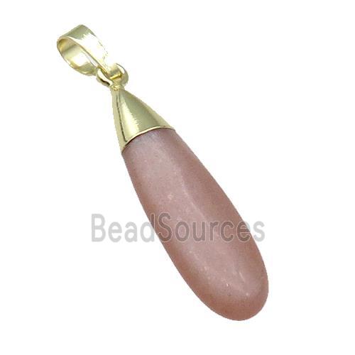 peach Moonstone teardrop pendant, gold plated