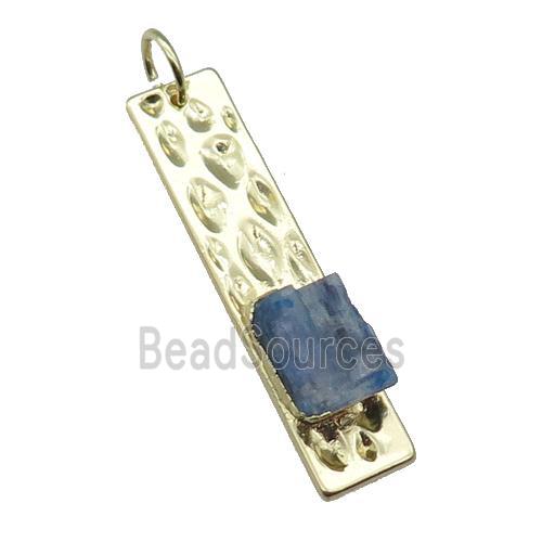 copper rectangle pendant pave Kyanite, gold plated