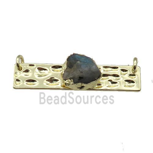 copper rectangle pendant pave Labradorite, gold plated