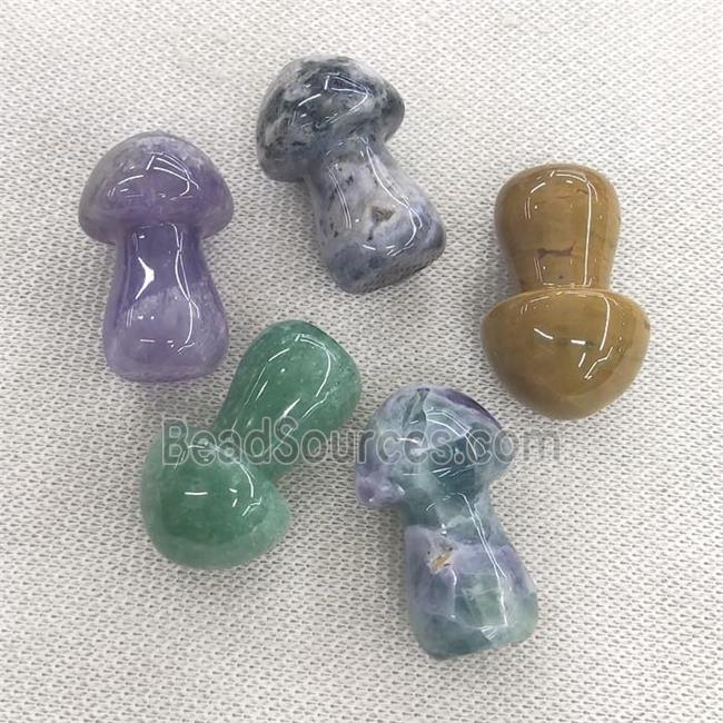 mix Gemstone mushroom charm, no hole