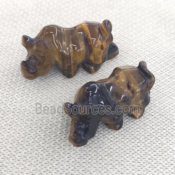 Tiger eye stone Rhinoceros charm, no hole