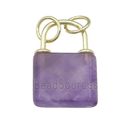 purple Amethyst Lock pendant, gold plated