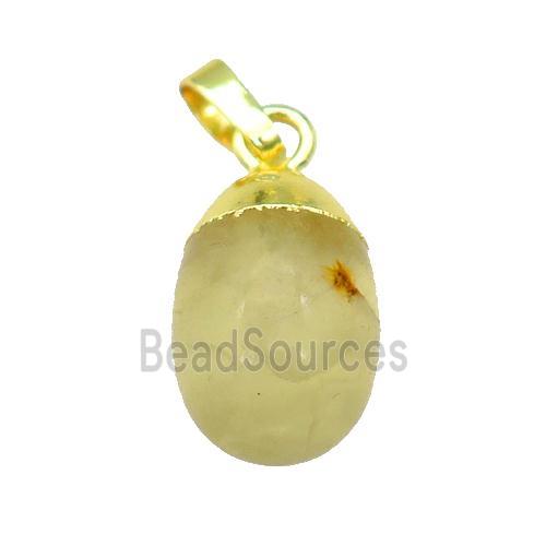 Lemon Quartz egg pendant, gold plated