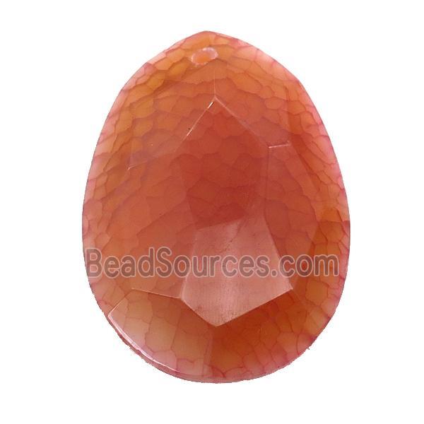 natural Agate teardrop pendant, dye, orange