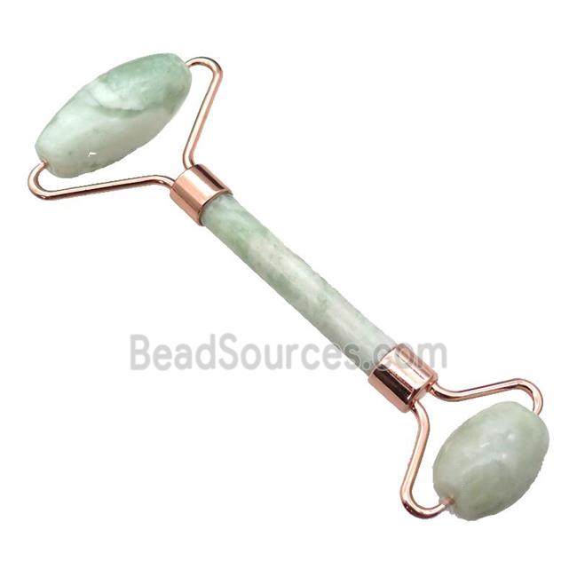 green New Mountain Jade Roller GuaSha Massage Tools, rose gold