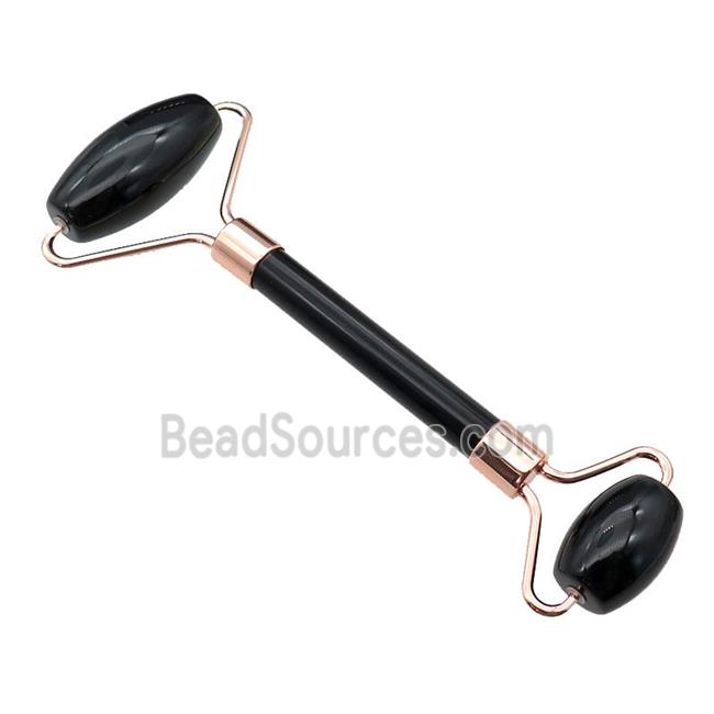 black Onyx Roller GuaSha Massage Tools, rose gold