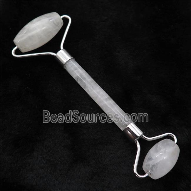 Clear Quartz Roller GuaSha Massage Tools, platinum plated