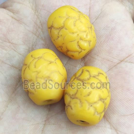 yellow Lampwork Beads, rondelle