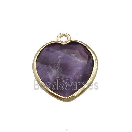 purple Amethyst heart pendant, gold plated