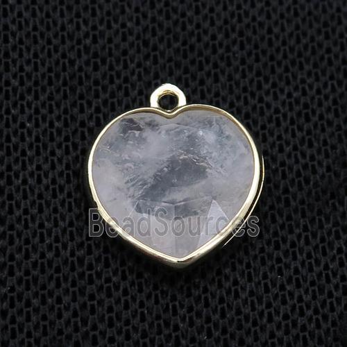 Clear Quartz heart pendant, gold plated