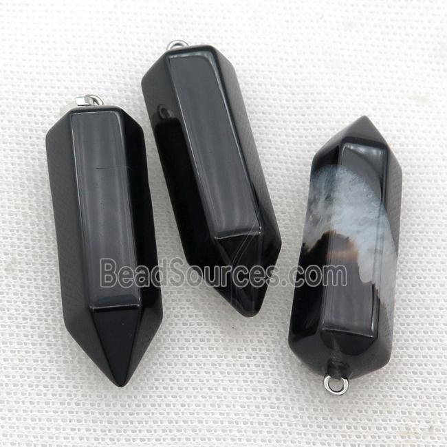 black Agate bullet pendant