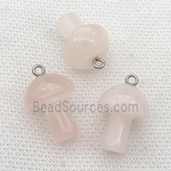 pink Rose Quartz mushroom pendant