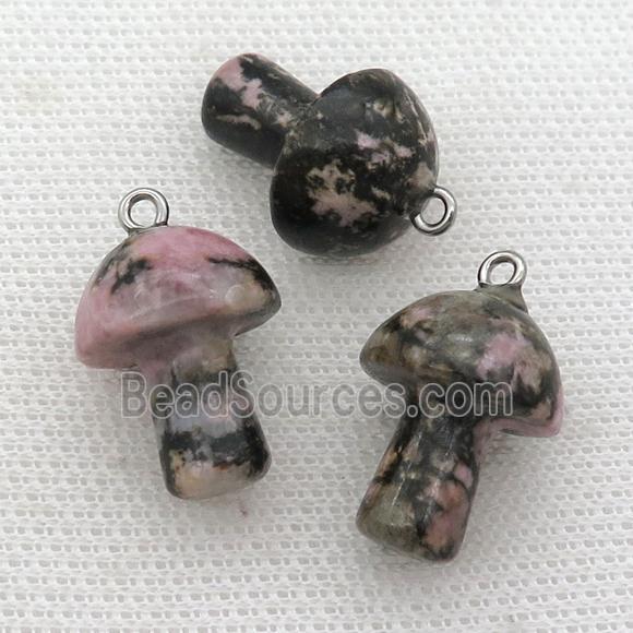 pink Rhodonite mushroom pendant