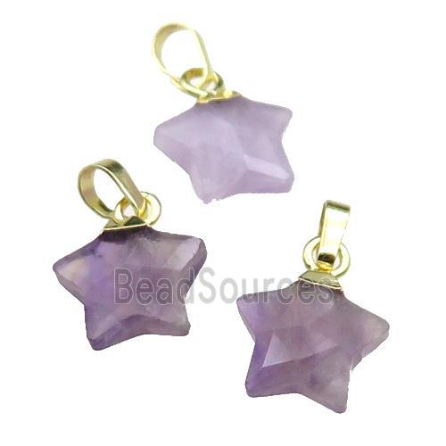 Amethyst star pendant, gold plated