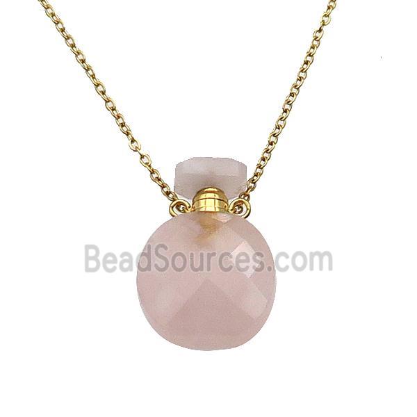 pink Rose Quartz perfume bottle Necklace