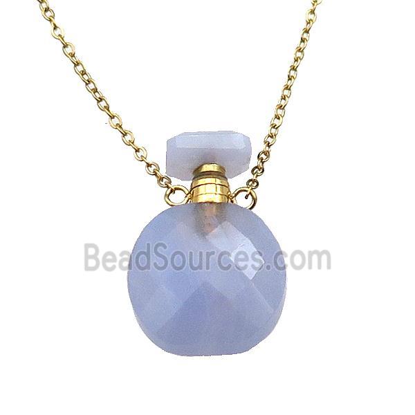 Blue Lace Agate perfume bottle Necklace