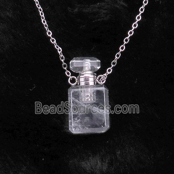 Clear Quartz perfume bottle Necklace