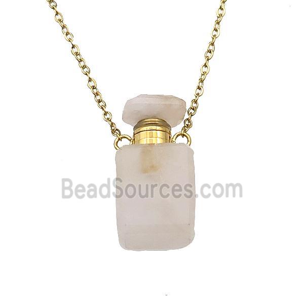 pink Rose Quartz perfume bottle Necklace