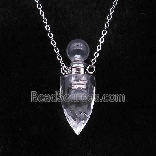 Clear Quartz perfume bottle Necklace