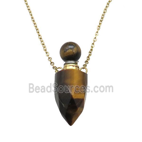 Tiger eye stone perfume bottle Necklace