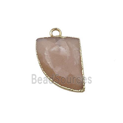 Peach SunStone Horn Pendant Gold Plated