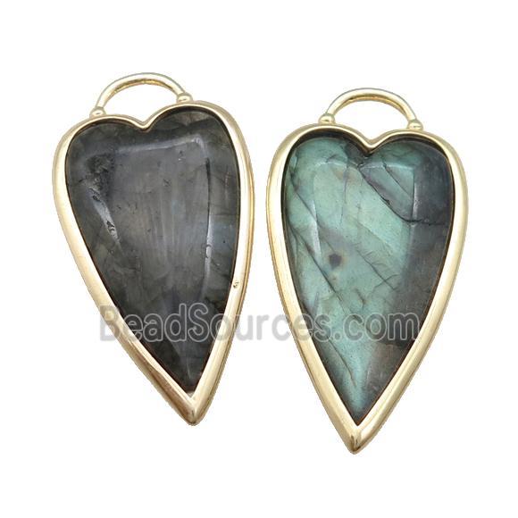 Labradorite Arrowhead Pendant Gold Plated