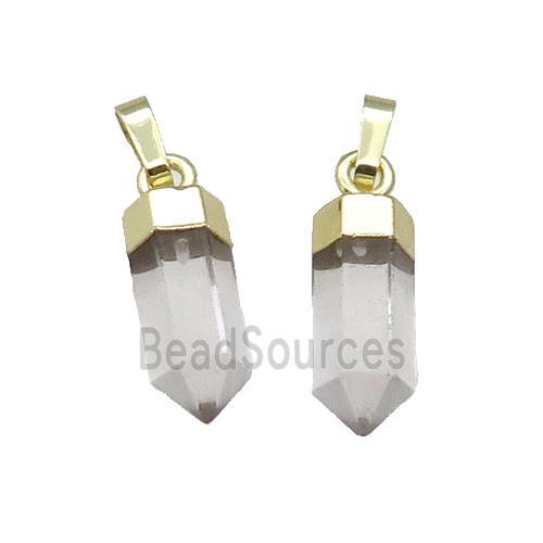 Clear Quartz Bullet Pendant Gold Plated