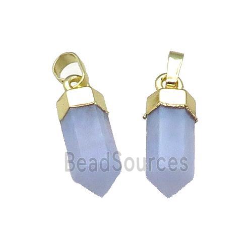 Blue Lace Agate Bullet Pendant Gold Plated