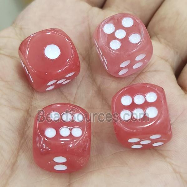 Pink Synthetic Watermelon Quartz Cube Dice