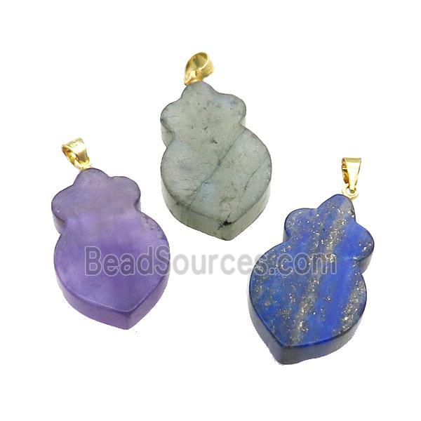 Mix Gemstone Shield Pendant