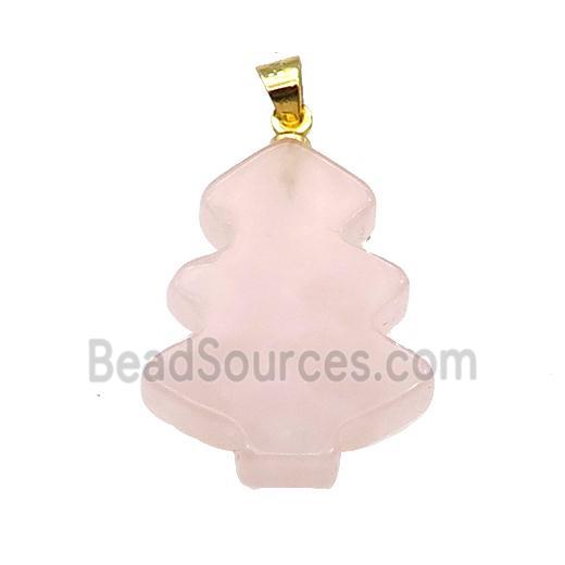 Rose Quartz Christmas Tree Pendant Pink