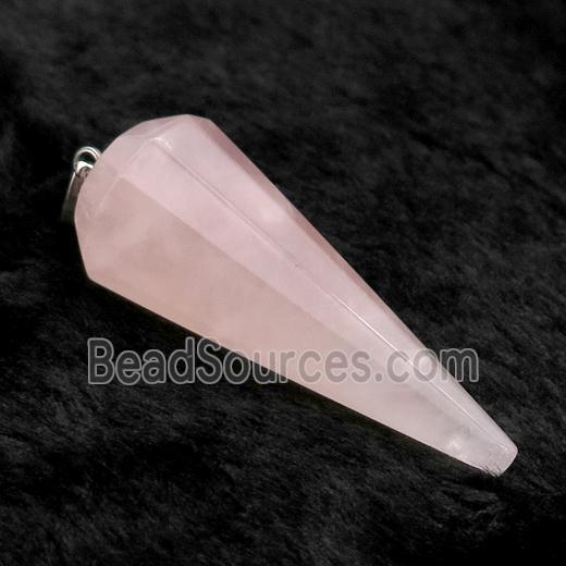 Pink Rose Quartz Pendulum Pendant