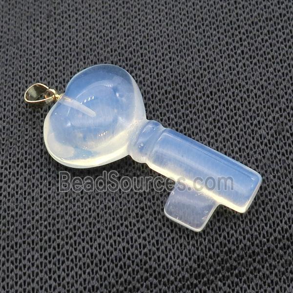 White Opalite Key Pendant