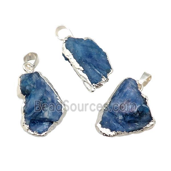 Blue Kyanite Pendant Freeform Silver Plated