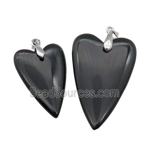 Black Onyx Agate Heart Pendant