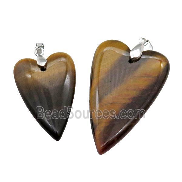 Yellow Tiger Eye Stone Heart Pendant