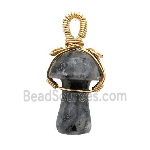 Black Labradorite Mushroom Pendant Wire Wrapped