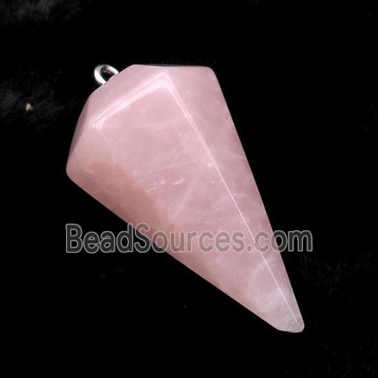 Pink Rose Quartz Pendulum Pendant