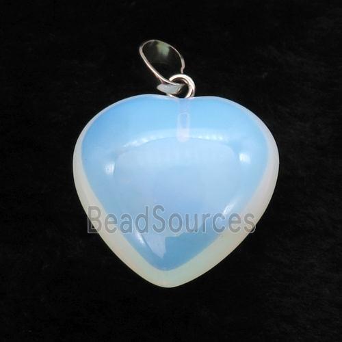 White Opalite Heart Pendant