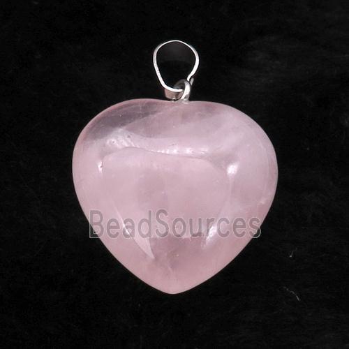 Pink Rose Quartz Heart Pendant